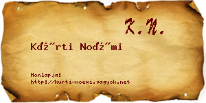 Kürti Noémi névjegykártya
